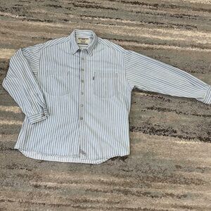 Vintage Levi’s Striped Denim Button Shirt Men’s XL Embossed Metal Buttons 90s